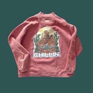 Chillin' Graphic Reworked Pullover Sweatshirt Pink Sweater
